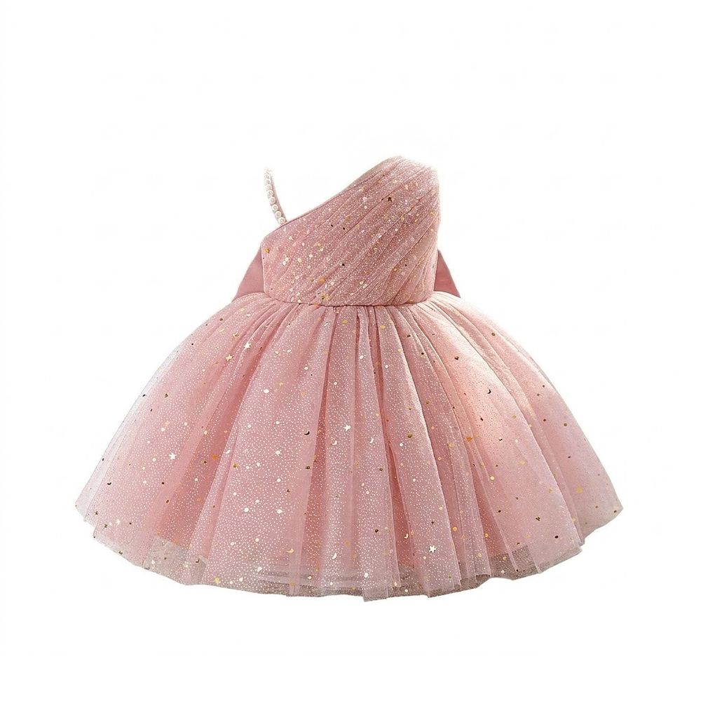 Sugar Rush - Appliqued One-Shoulder Sleeveless Dress - Pink
