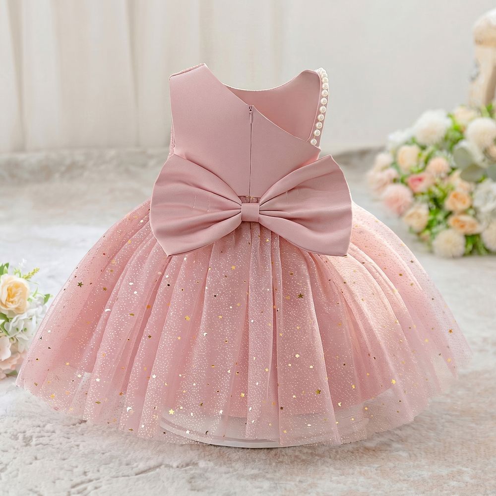 Sugar Rush - Appliqued One-Shoulder Sleeveless Dress - Pink