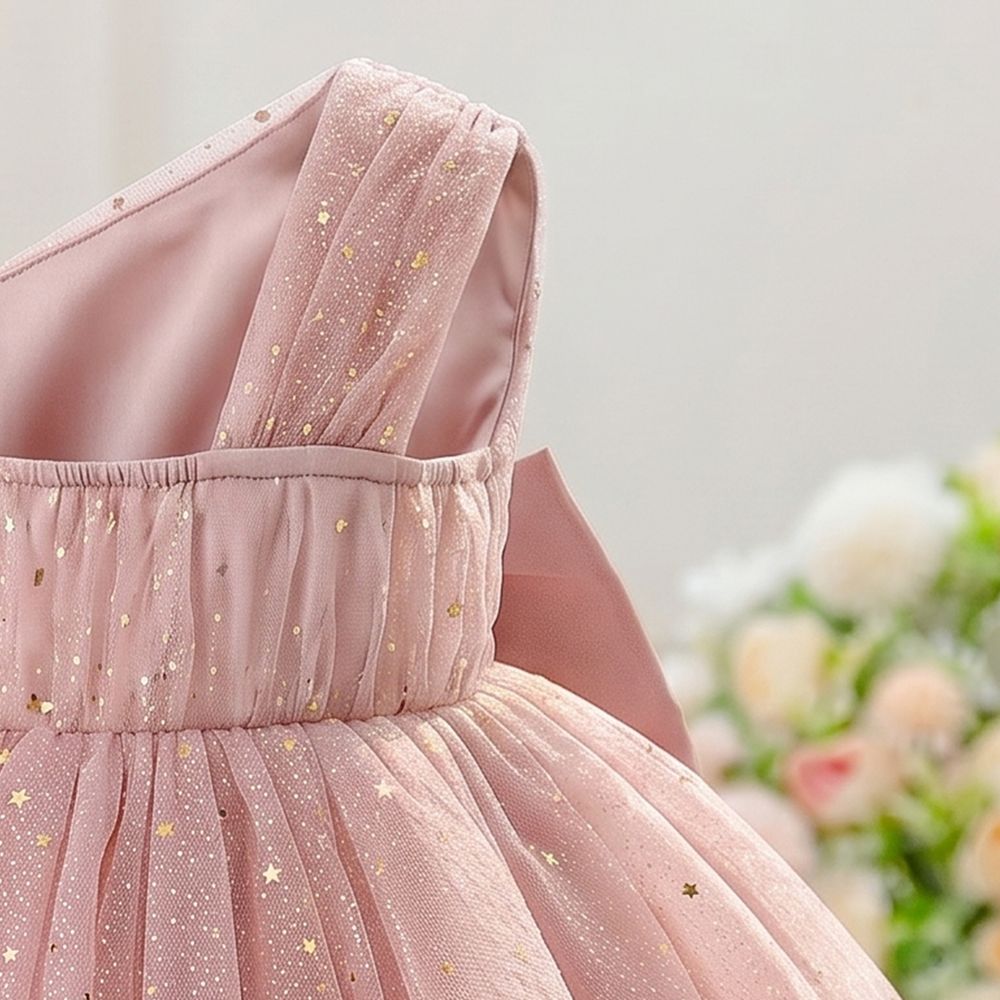 Sugar Rush - Appliqued One-Shoulder Sleeveless Dress - Pink