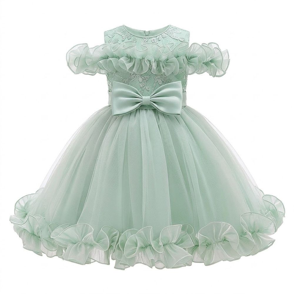 Sugar Rush - Embroidered Round Neck Sleeveless Dress - Green