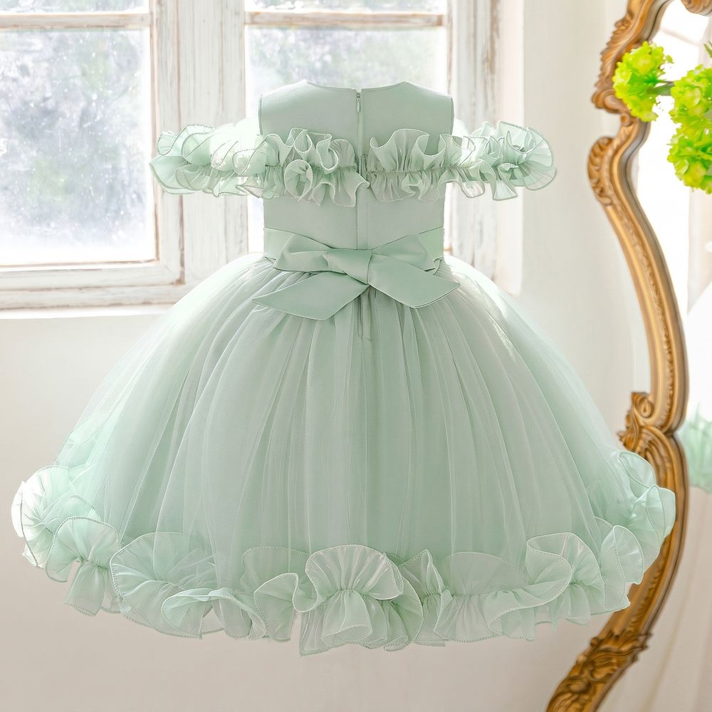 Sugar Rush - Embroidered Round Neck Sleeveless Dress - Green