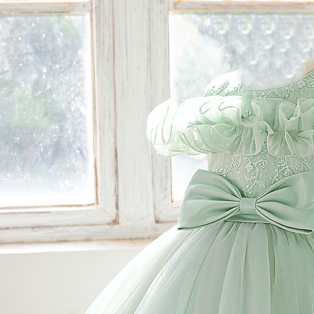 Sugar Rush - Embroidered Round Neck Sleeveless Dress - Green