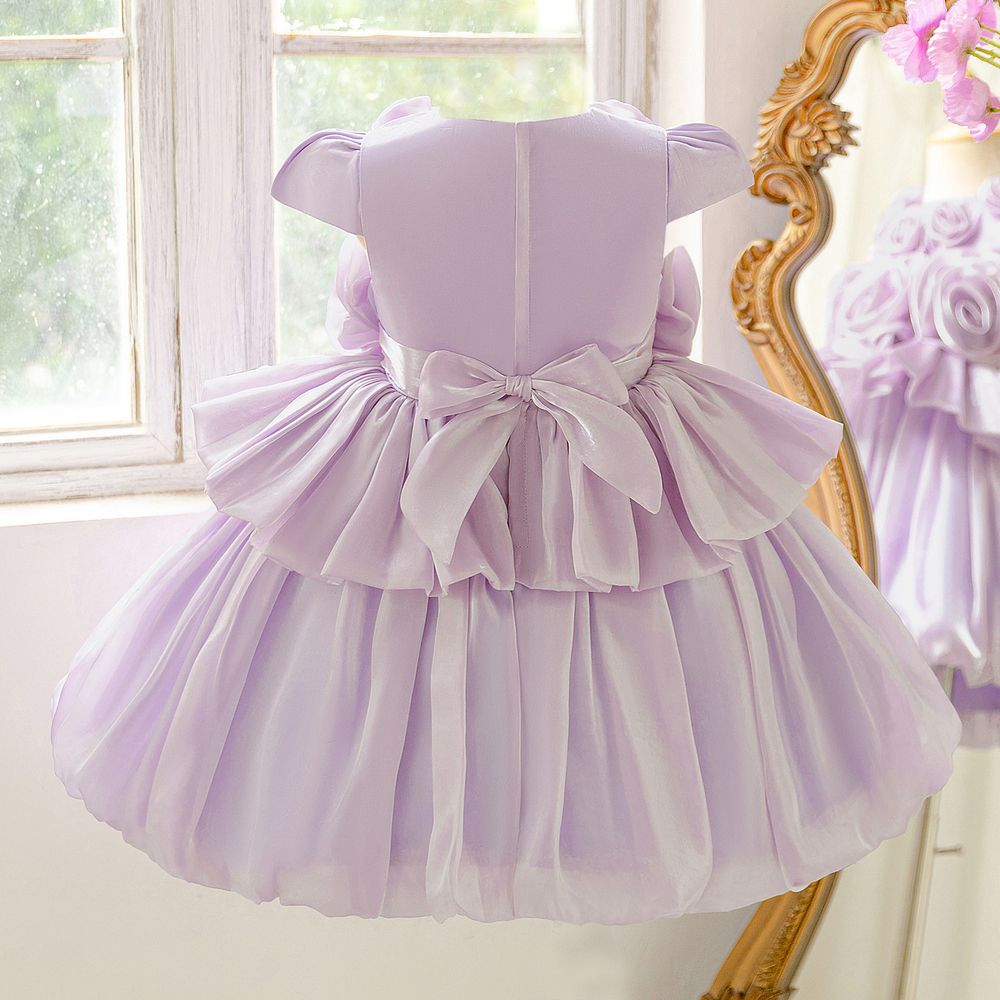 Sugar Rush - Sleeveless Flower Appliqued Party Dress - Purple