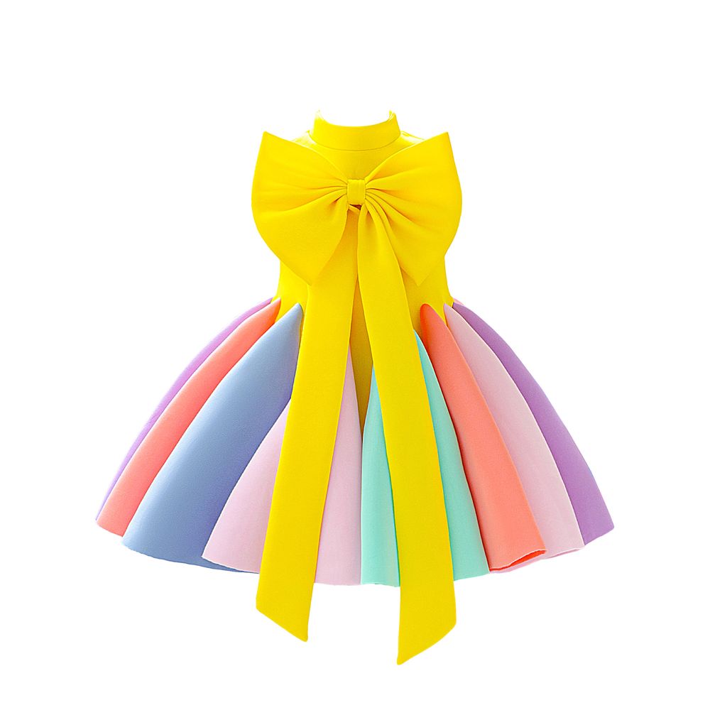 Sugar Rush - Bow Attached Sleeveless Party Dress - Multicolor