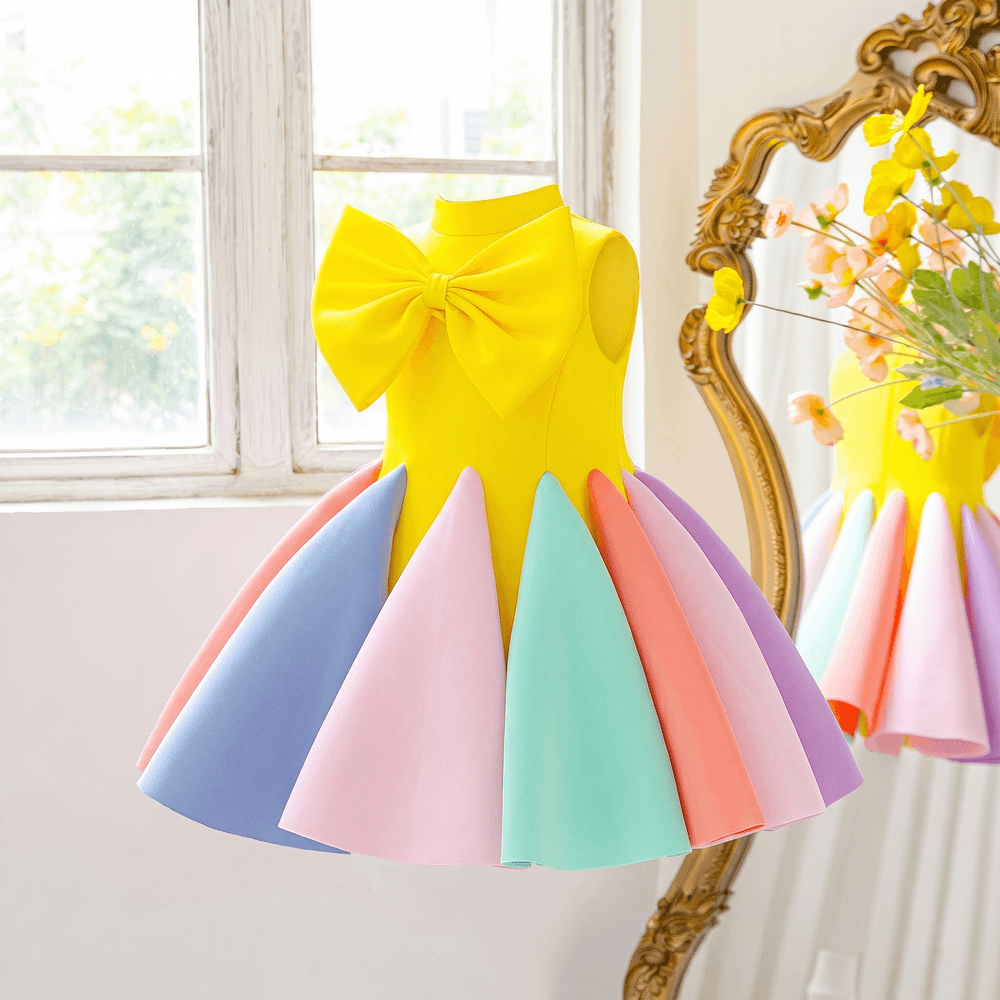 Sugar Rush - Bow Attached Sleeveless Party Dress - Multicolor