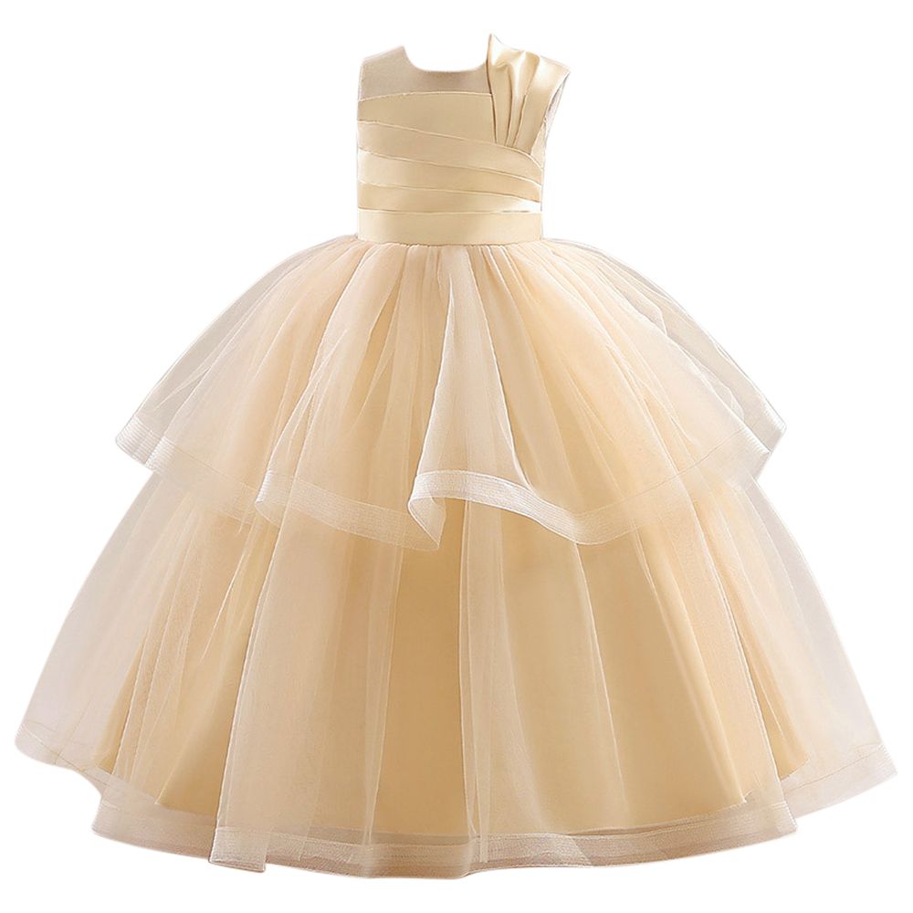 Sugar Rush Solid Sleeveless Party Dress - Champagne