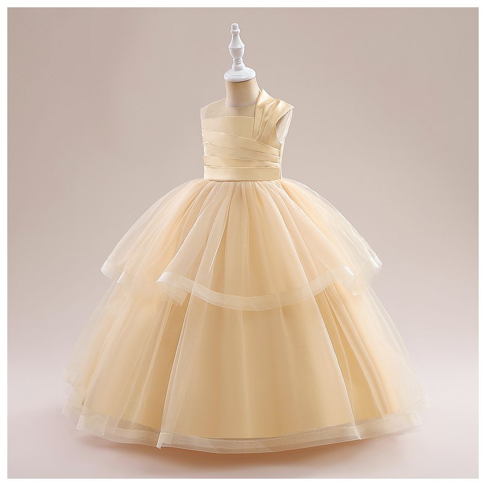 Sugar Rush Solid Sleeveless Party Dress - Champagne