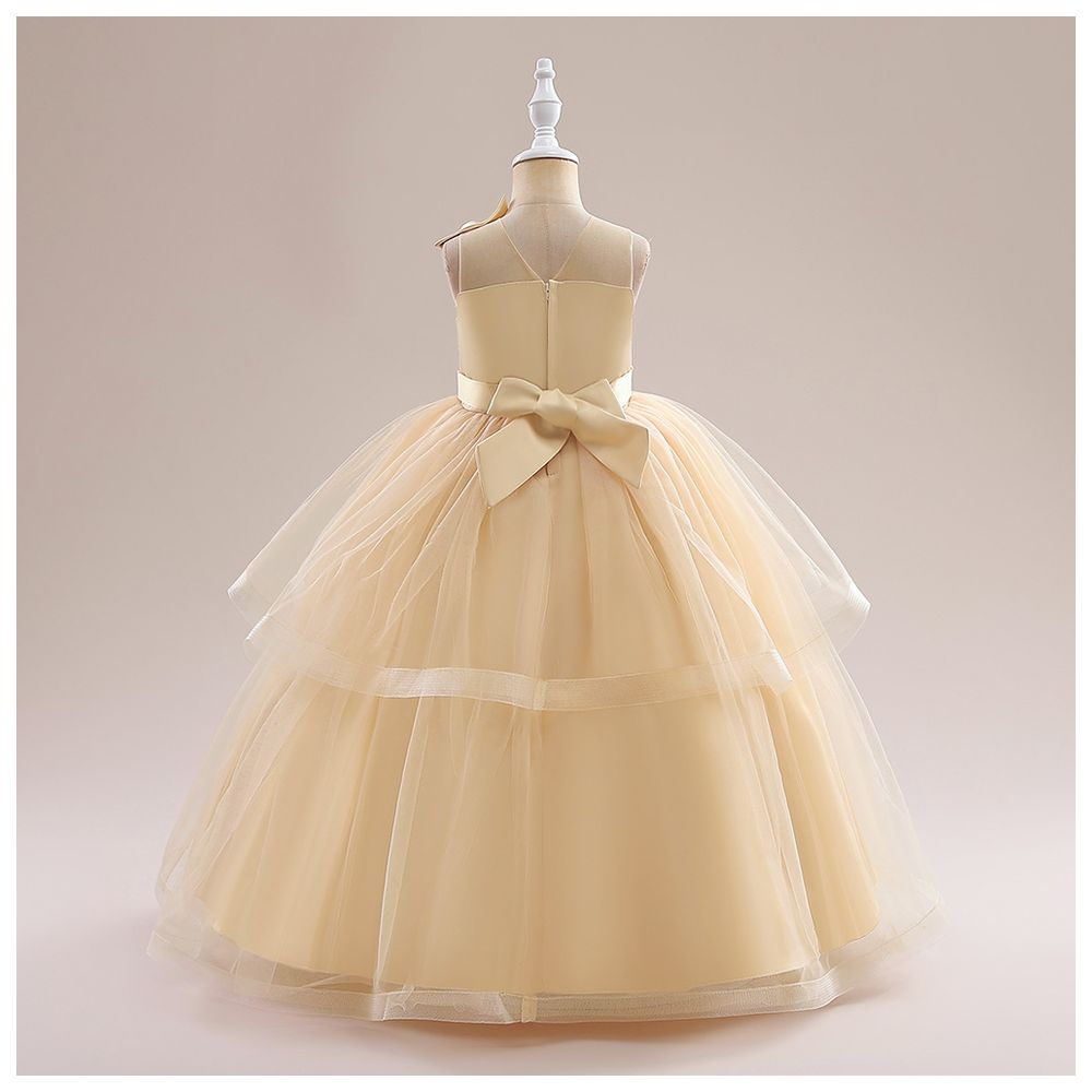 Sugar Rush Solid Sleeveless Party Dress - Champagne