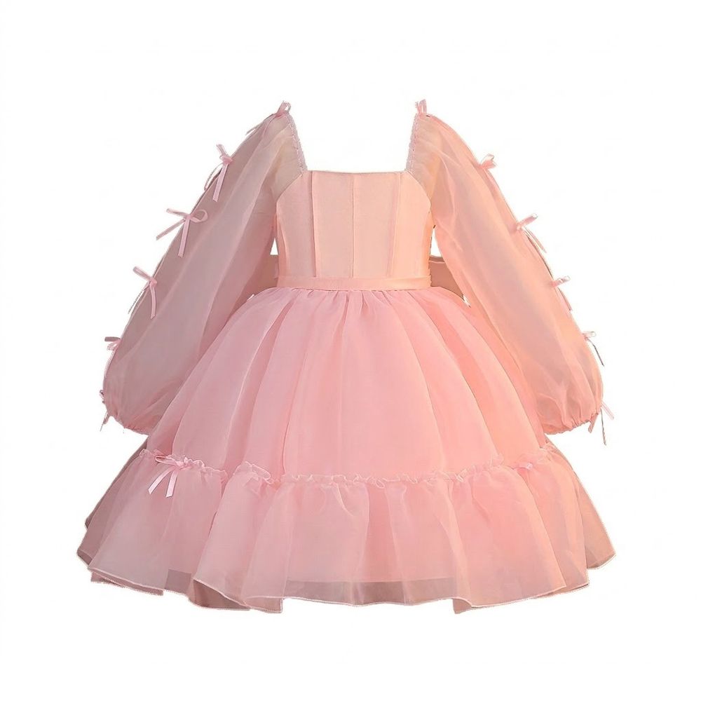 Sugar Rush - Embellished Full Sleeves Party Dress - Pink