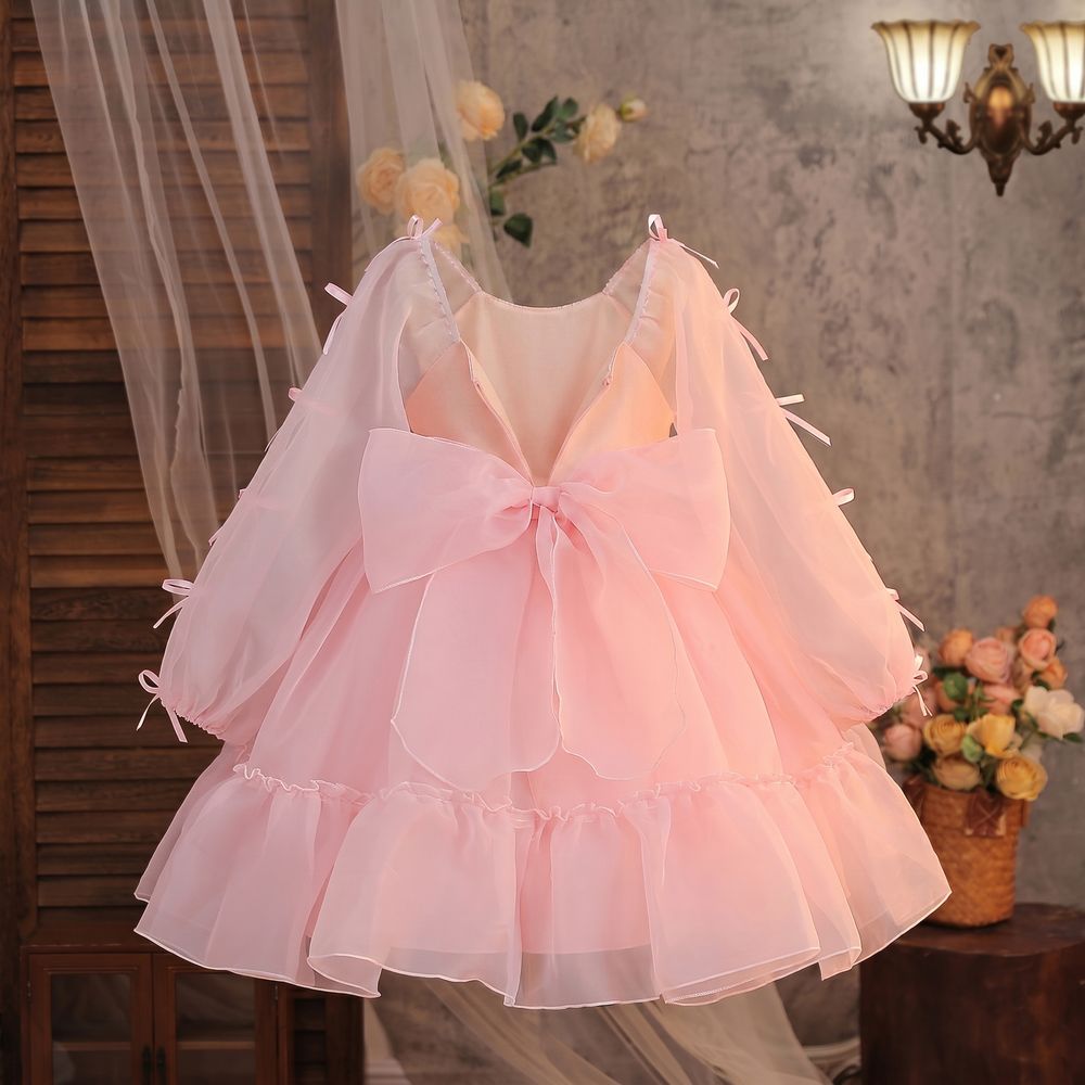 Sugar Rush - Embellished Full Sleeves Party Dress - Pink
