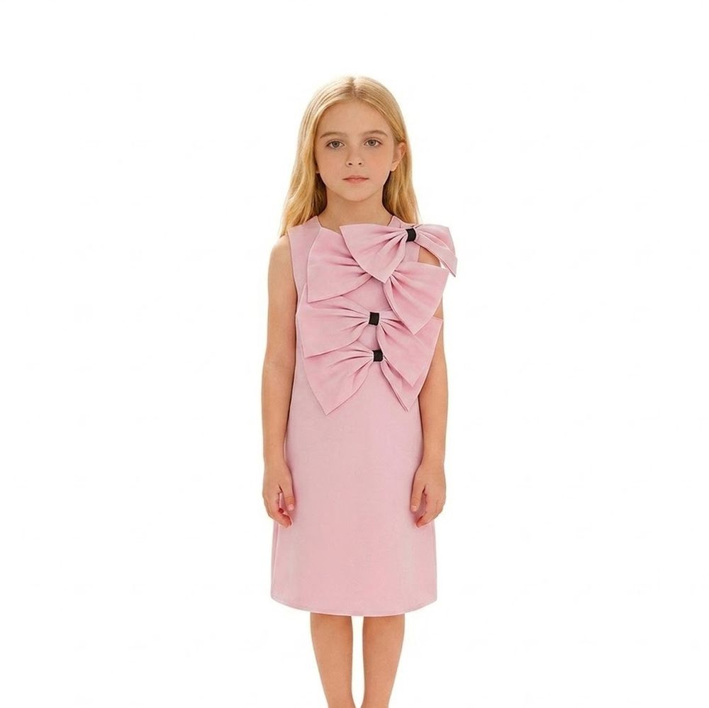 Sugar Rush - Bow Attached Embellished Sleeveless Dress - Pink