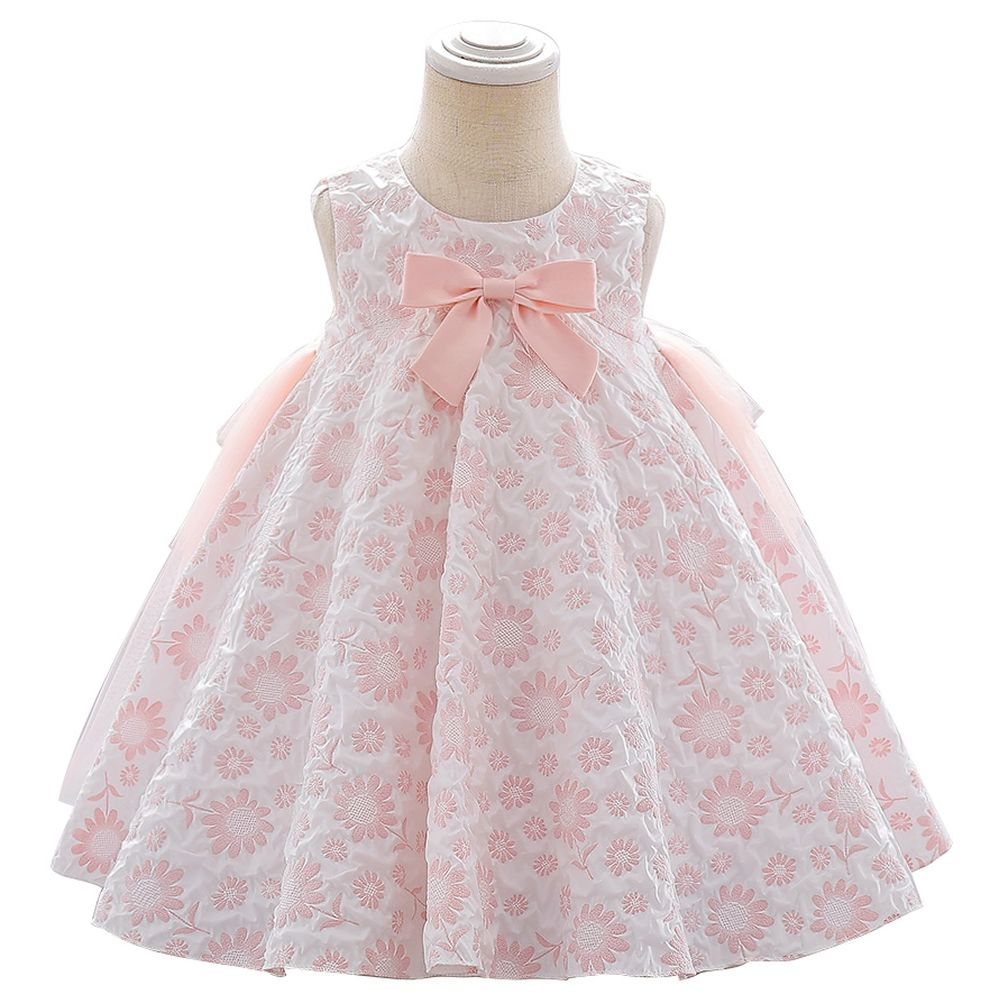 Sugar Rush Floral Bow Sleeveless Party Dress - Pink