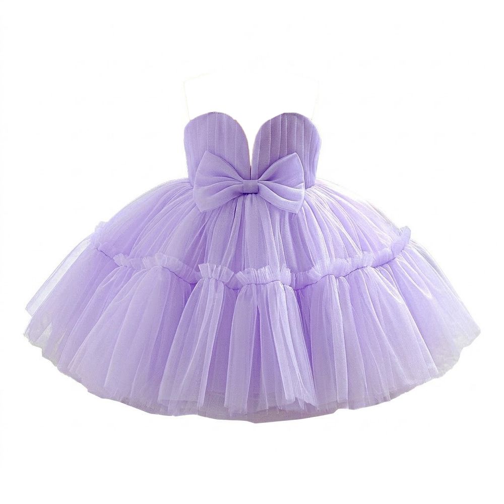 Sugar Rush - Round Neck Solid Sleeveless Party Dress - Purple
