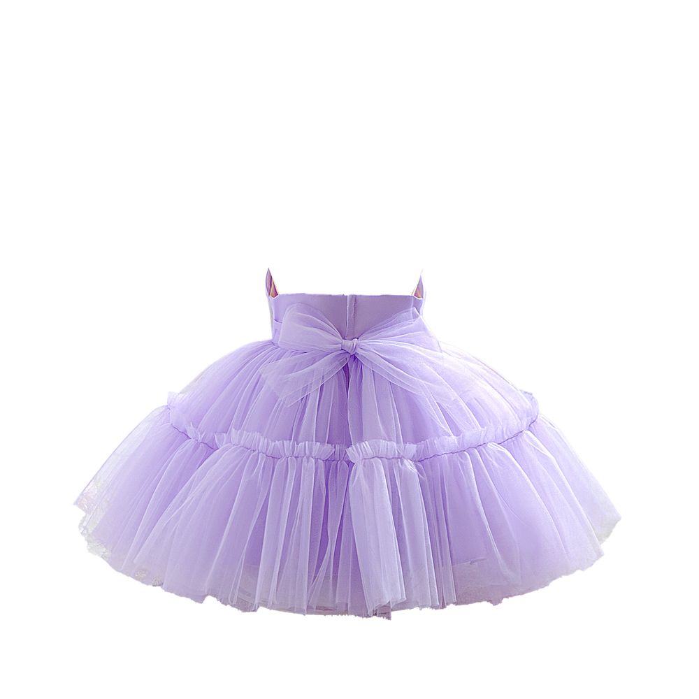 Sugar Rush - Round Neck Solid Sleeveless Party Dress - Purple