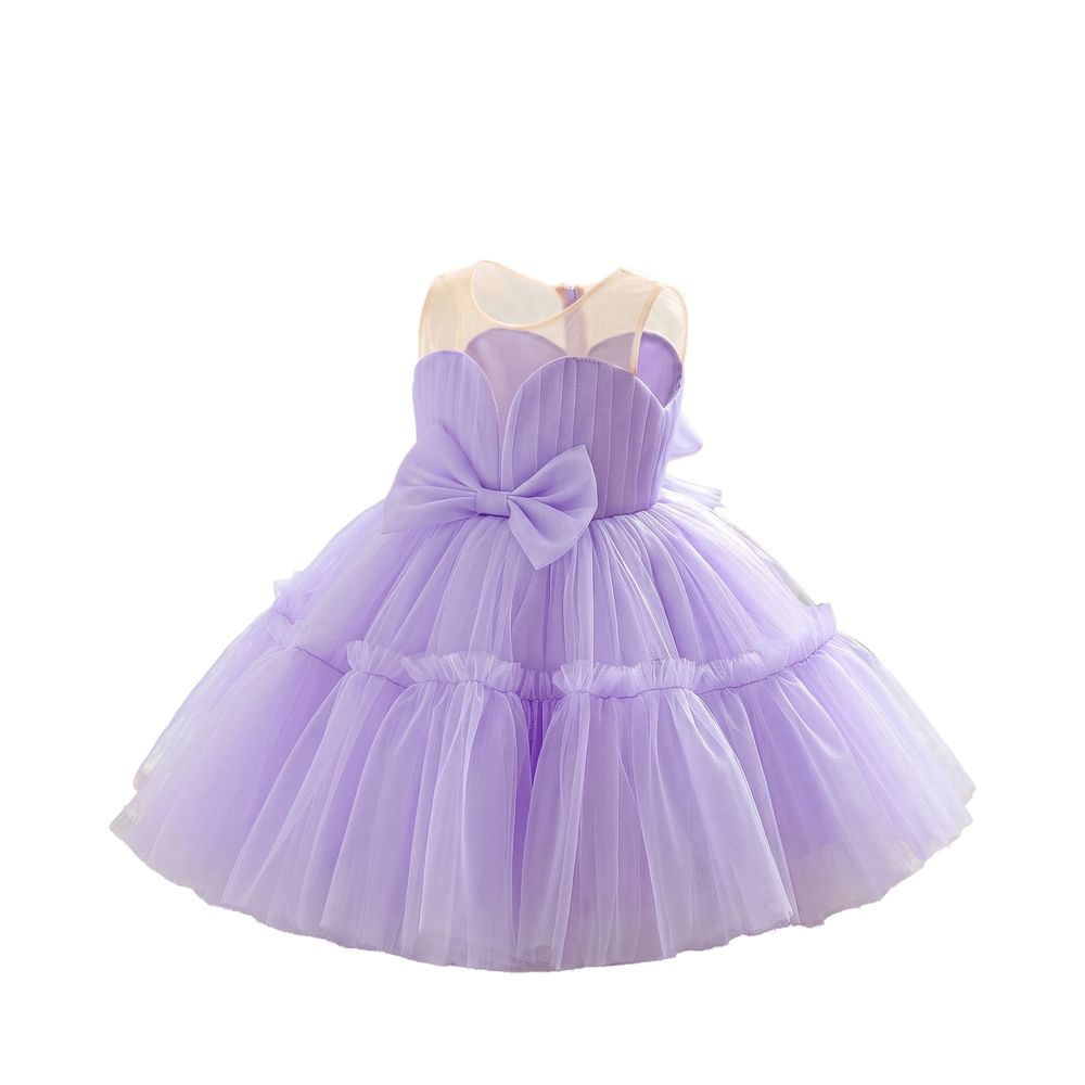 Sugar Rush - Round Neck Solid Sleeveless Party Dress - Purple