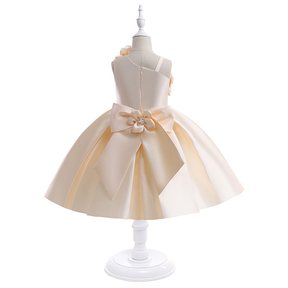Sugar Rush Appliqued Floral Sleeveless Party Dress - Champagne