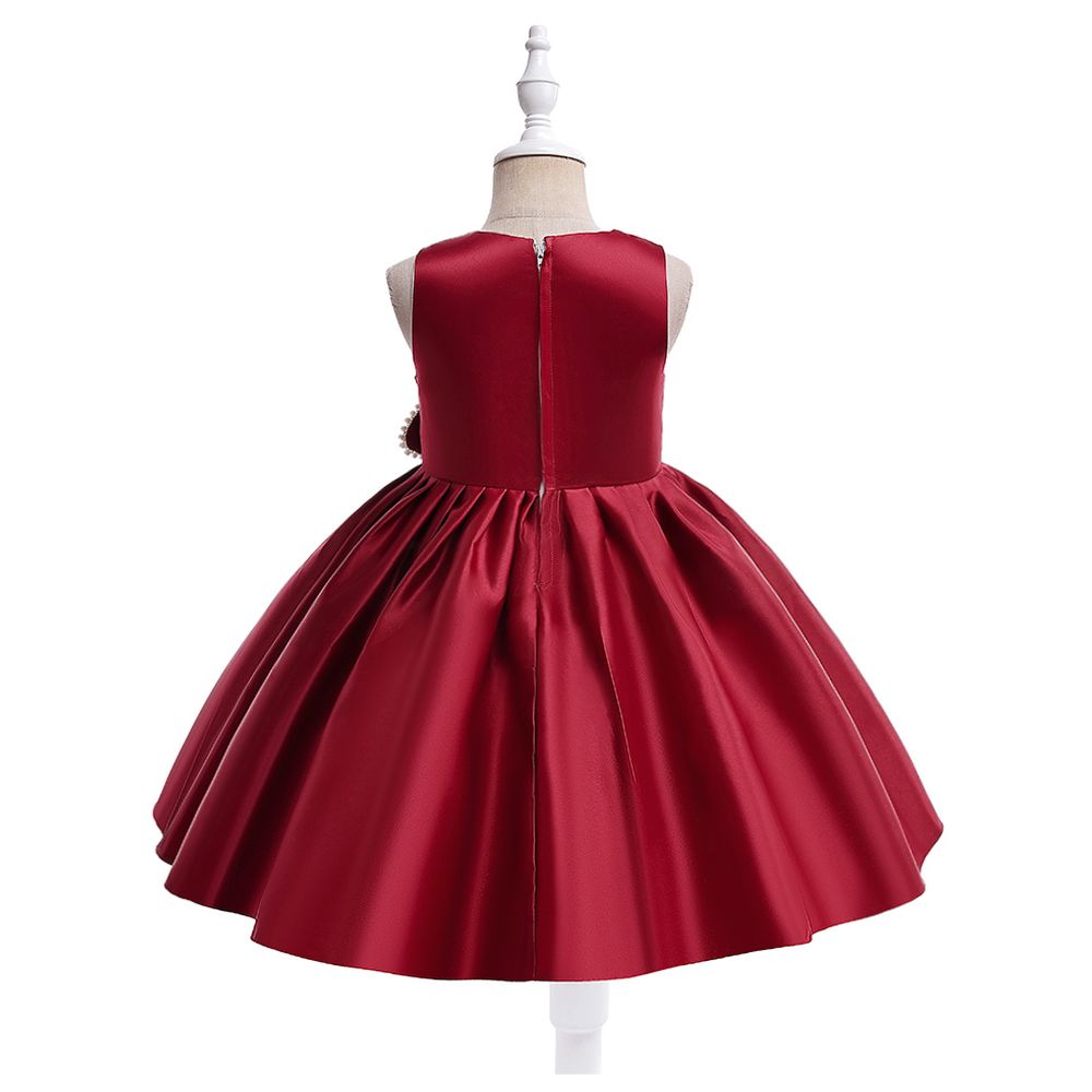 Sugar Rush Pearl Appliqued Sleeveless Party Dress - Maroon