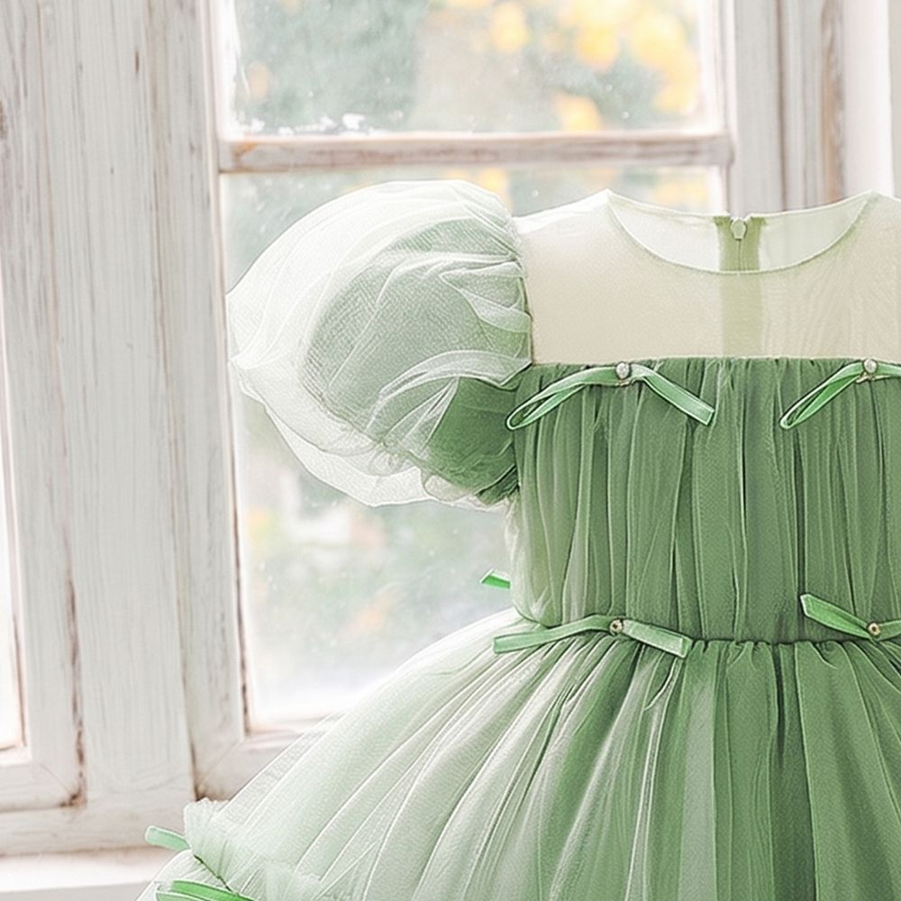 Sugar Rush - Solid Regular Short Sleeves Party Dress - Green