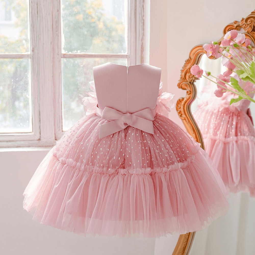 Sugar Rush - Sleeveless Floral Appliqued Party Dress - Pink