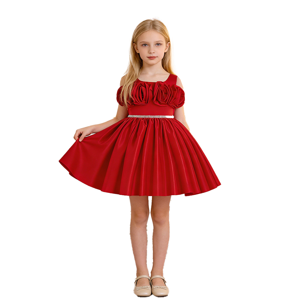 Sugar Rush - Sleeveless Floral Appliqued Party Dress - Red
