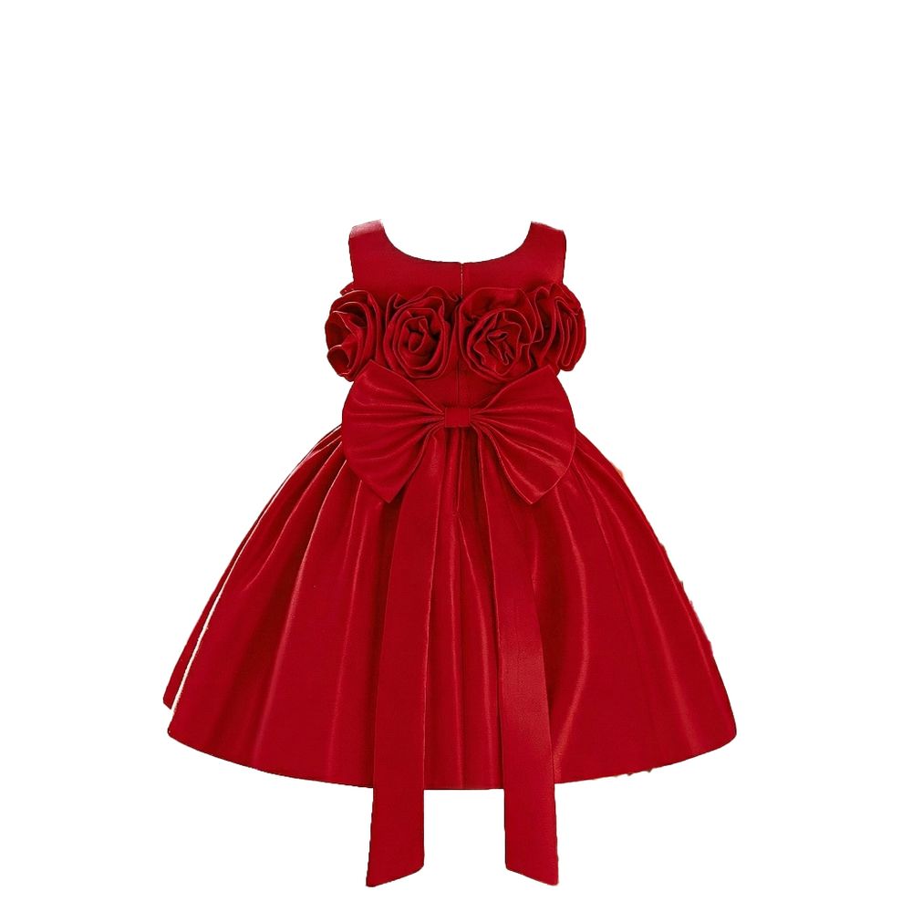 Sugar Rush - Sleeveless Floral Appliqued Party Dress - Red