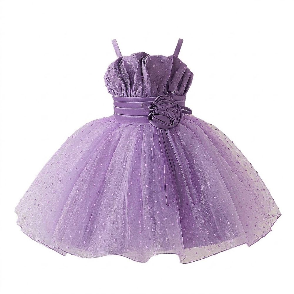 Sugar Rush - Pretty Sleeveless Appliqued Party Dress - Purple