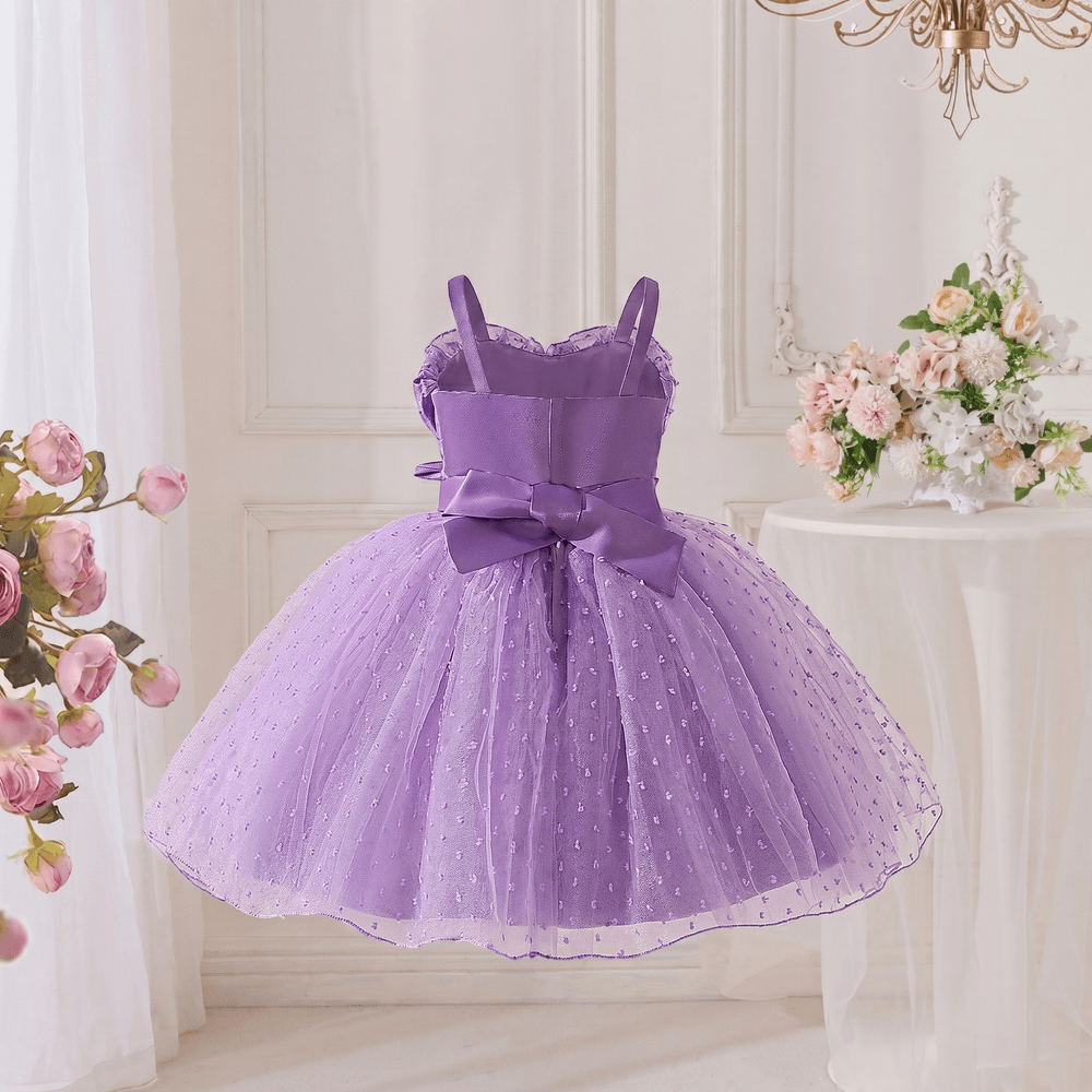 Sugar Rush - Pretty Sleeveless Appliqued Party Dress - Purple