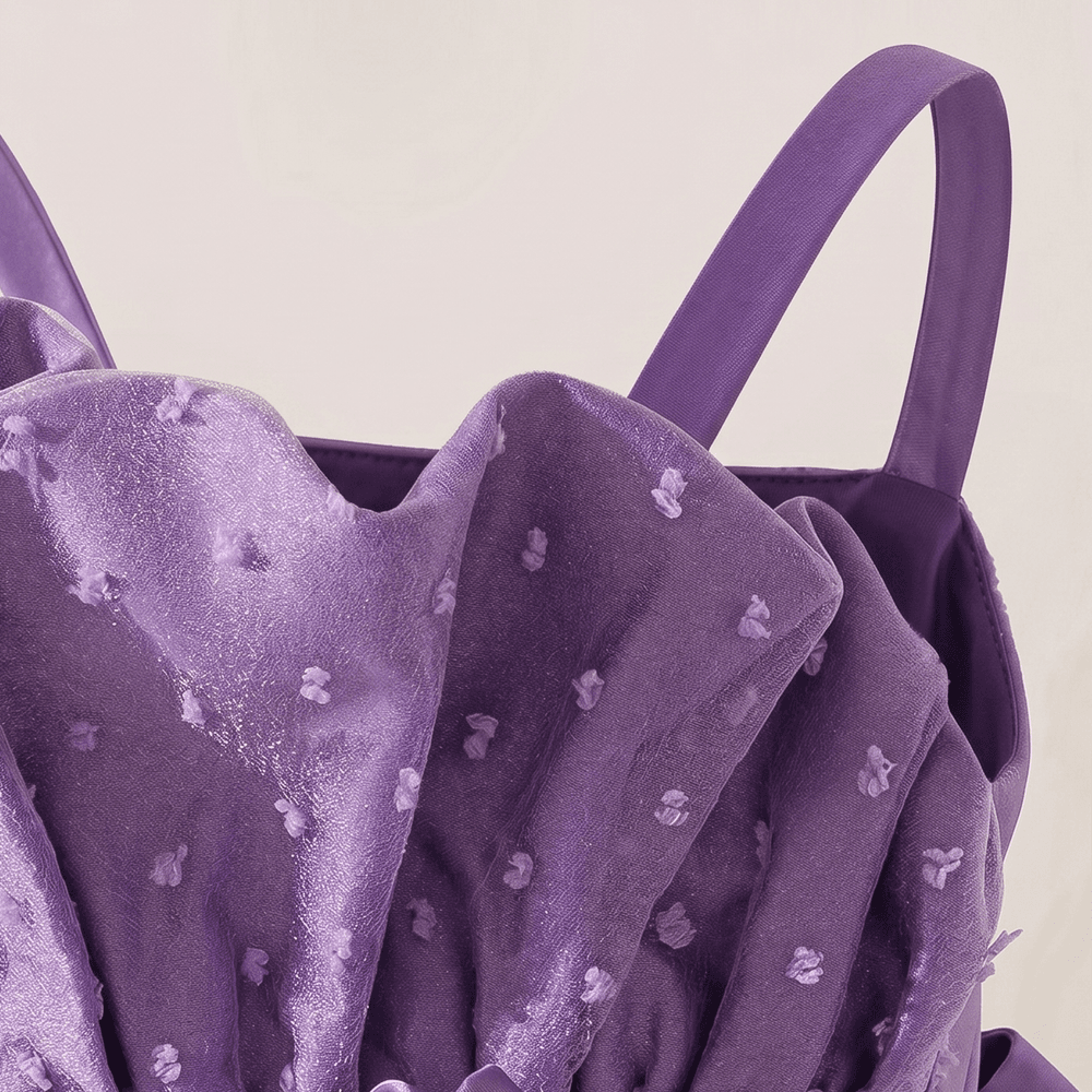 Sugar Rush - Pretty Sleeveless Appliqued Party Dress - Purple