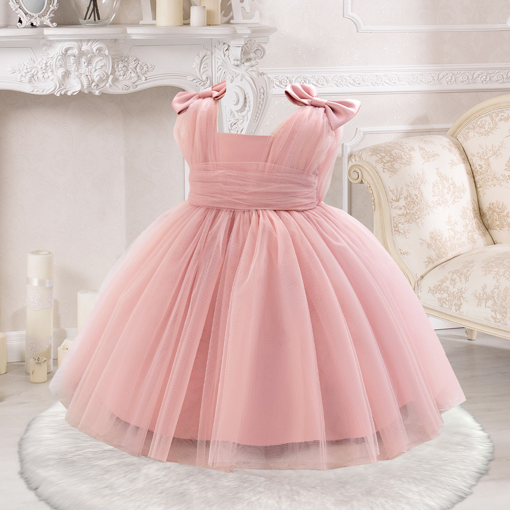 Sugar Rush Appliqued Regular Square-Neck Sleeveless Party Dress - Pink