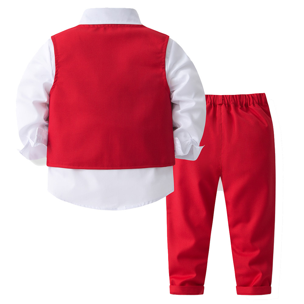 Sugar Rush Classic Shirt, Waistcoat, Tie & Pants - Red - 4 Pcs