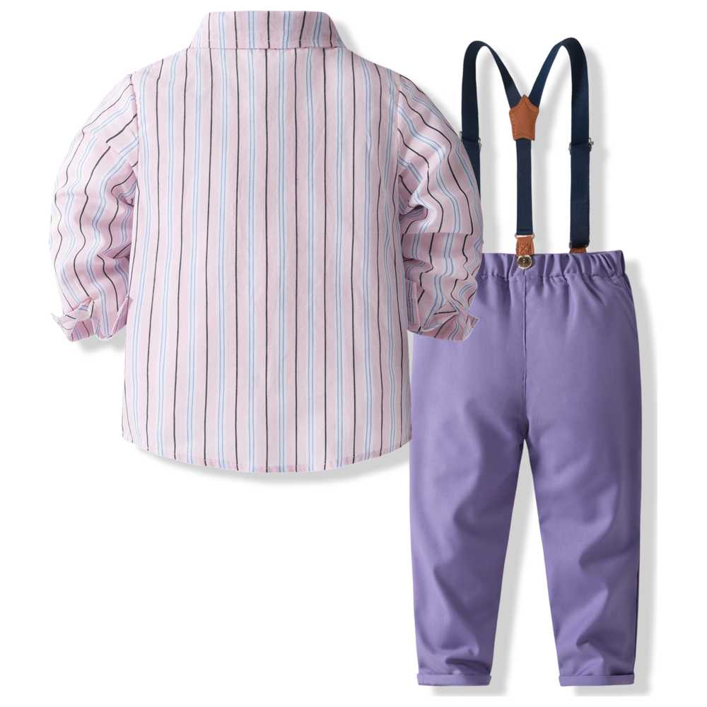Sugar Rush Shirt, Bow Tie, Pants & Suspenders - Purple - 4 Pcs