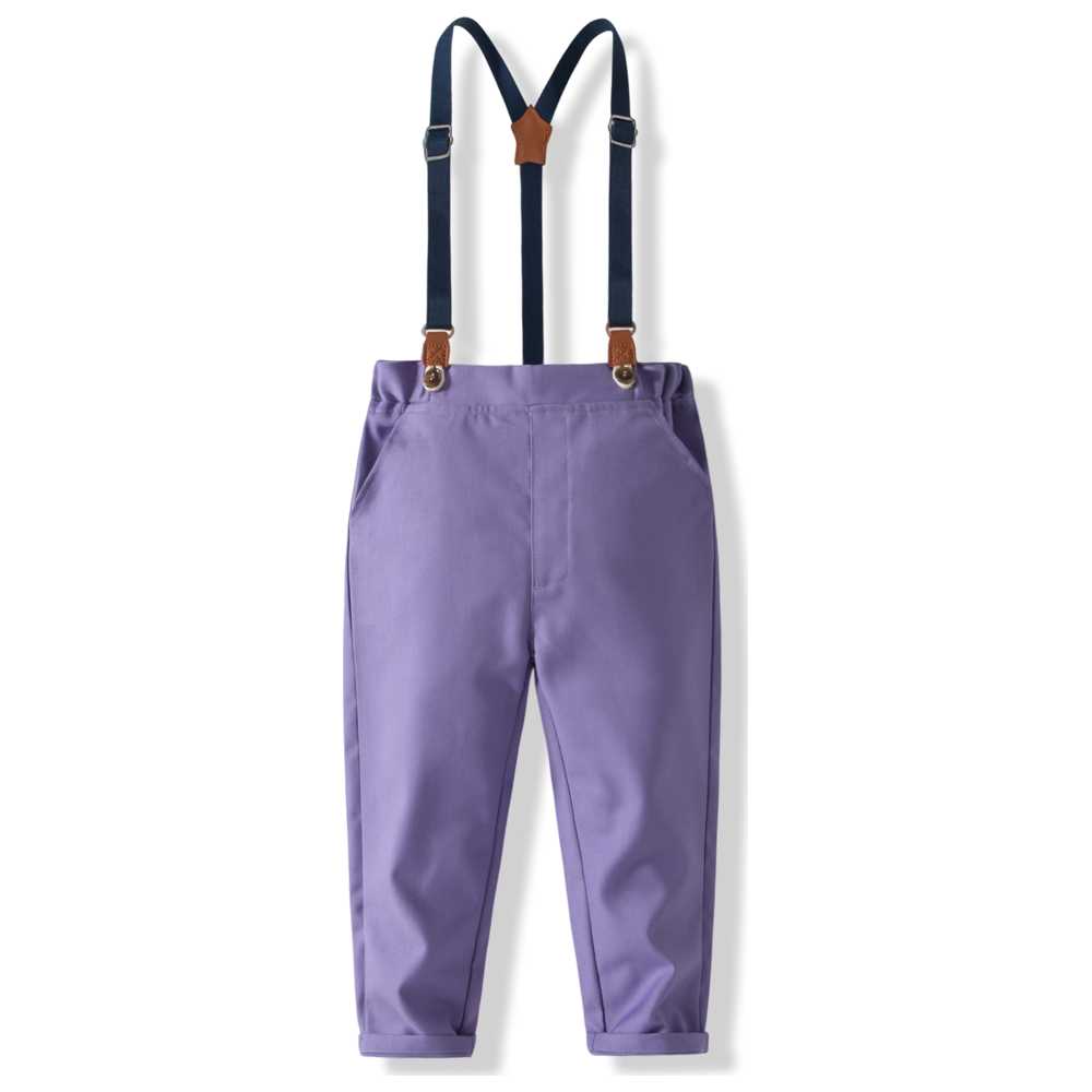 Sugar Rush Shirt, Bow Tie, Pants & Suspenders - Purple - 4 Pcs