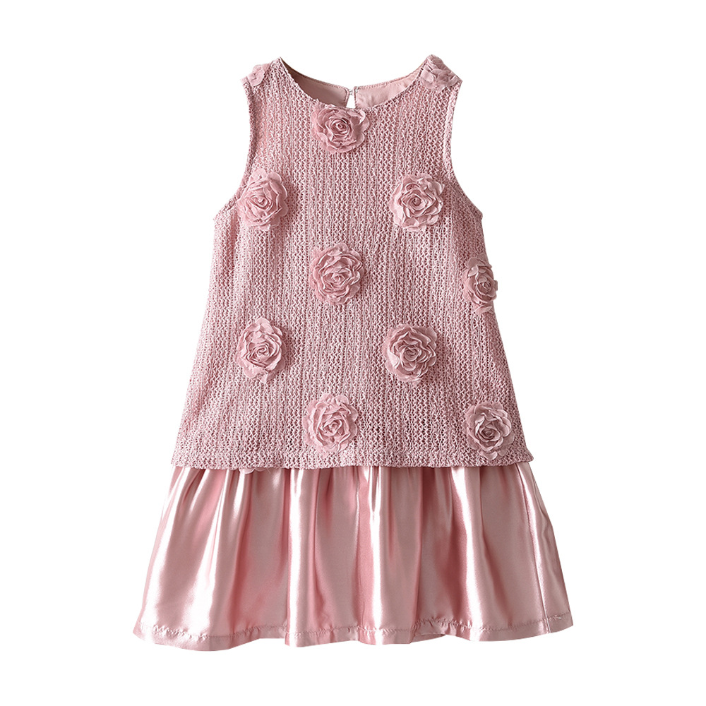 Sugar Rush - 3D Flower Appliqued Sleeveless Dress - Pink