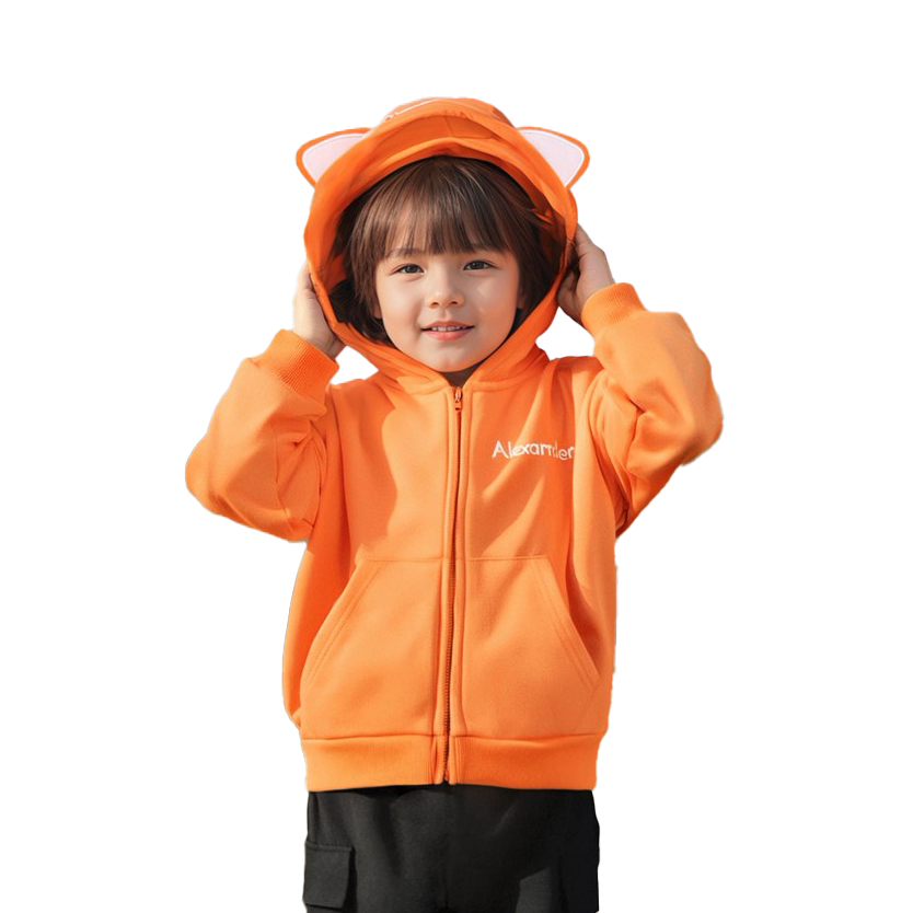 Sugar Rush Boys' Embroidered Hooded Full Sleeves Jacket - Orange