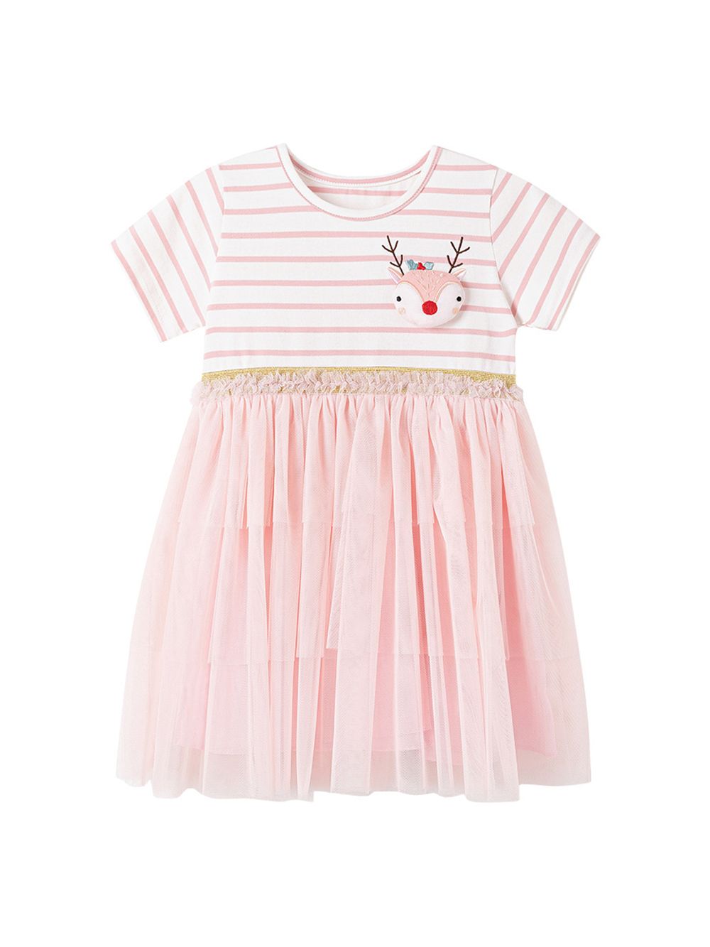 Sugar Rush Girl's Striped Fit and Flare Dress - Pink/White