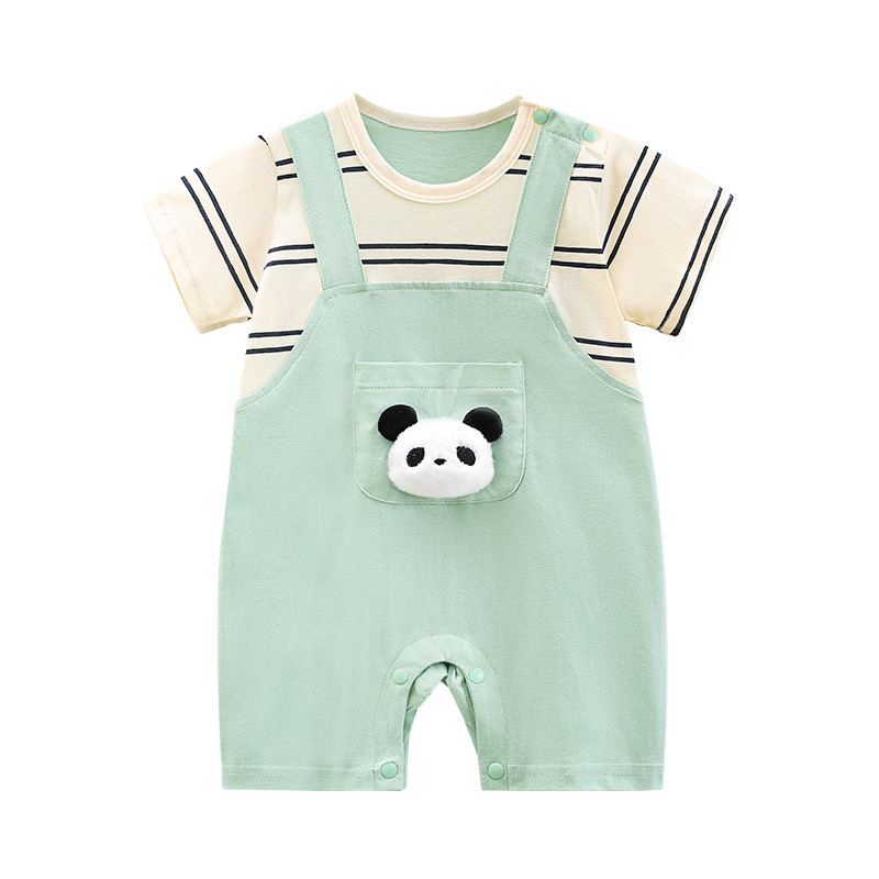 Sugar Rush Baby Panda Romper - Green/Beige