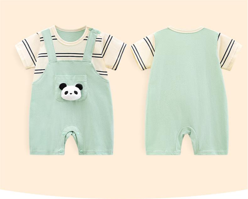 Sugar Rush Baby Panda Romper - Green/Beige