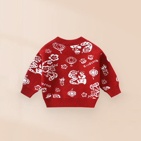Sugar Rush Kids Printed Full Sleeves Sweater - Red