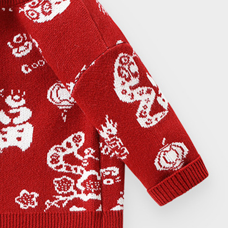 Sugar Rush Kids Printed Full Sleeves Sweater - Red