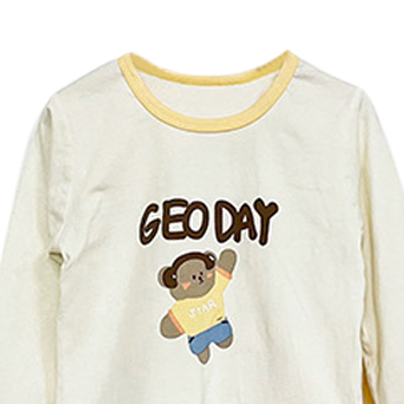 Sugar Rush Printed Regular Round Neck Full Sleeves Sleepwear - Yellow