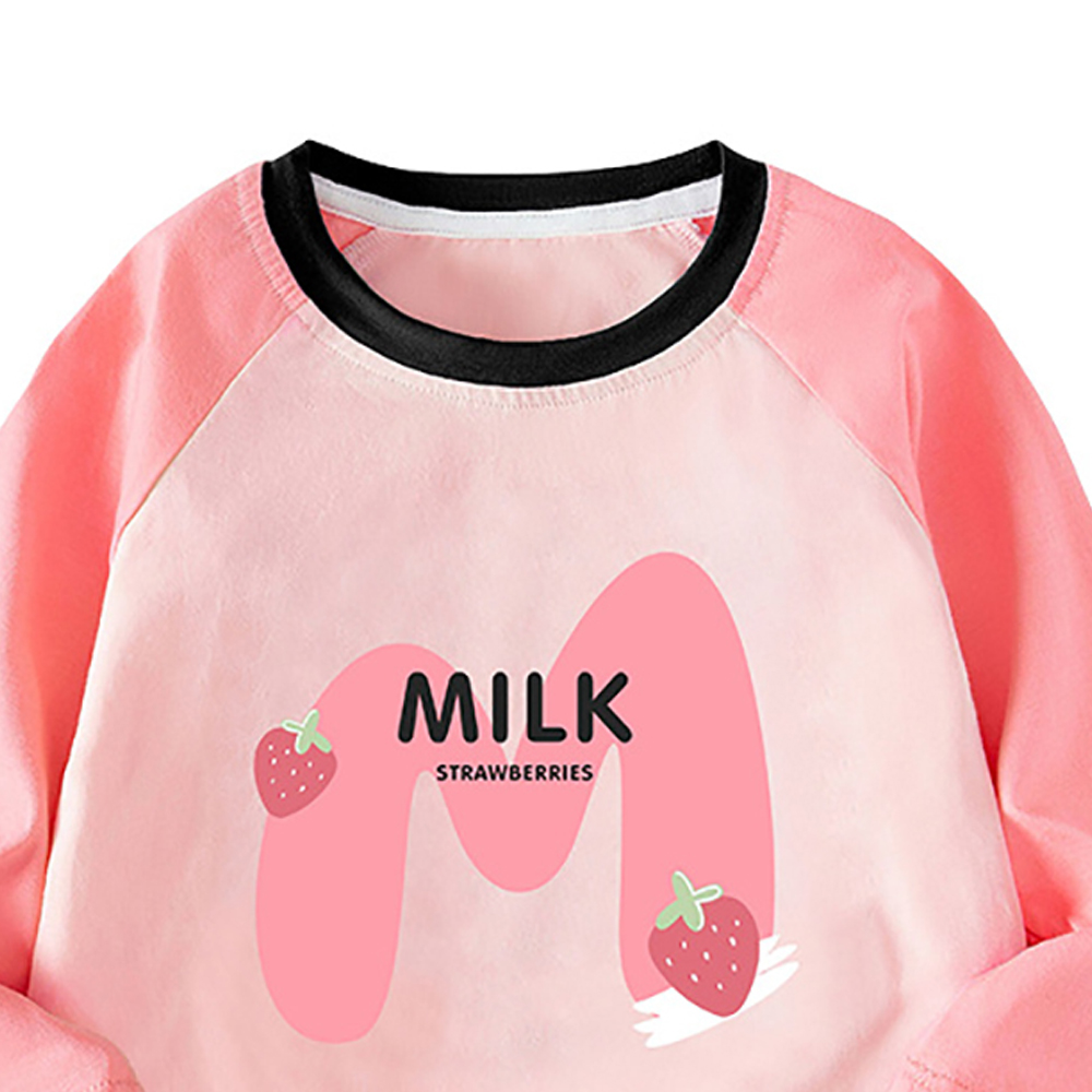 Sugar Rush Milk and Strawberries Printed Cotton T-Shirt - Pink