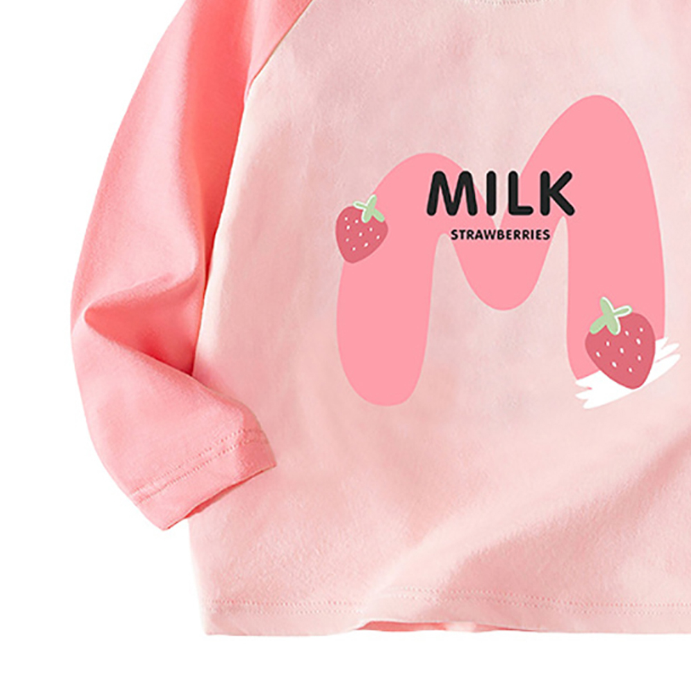 Sugar Rush Milk and Strawberries Printed Cotton T-Shirt - Pink