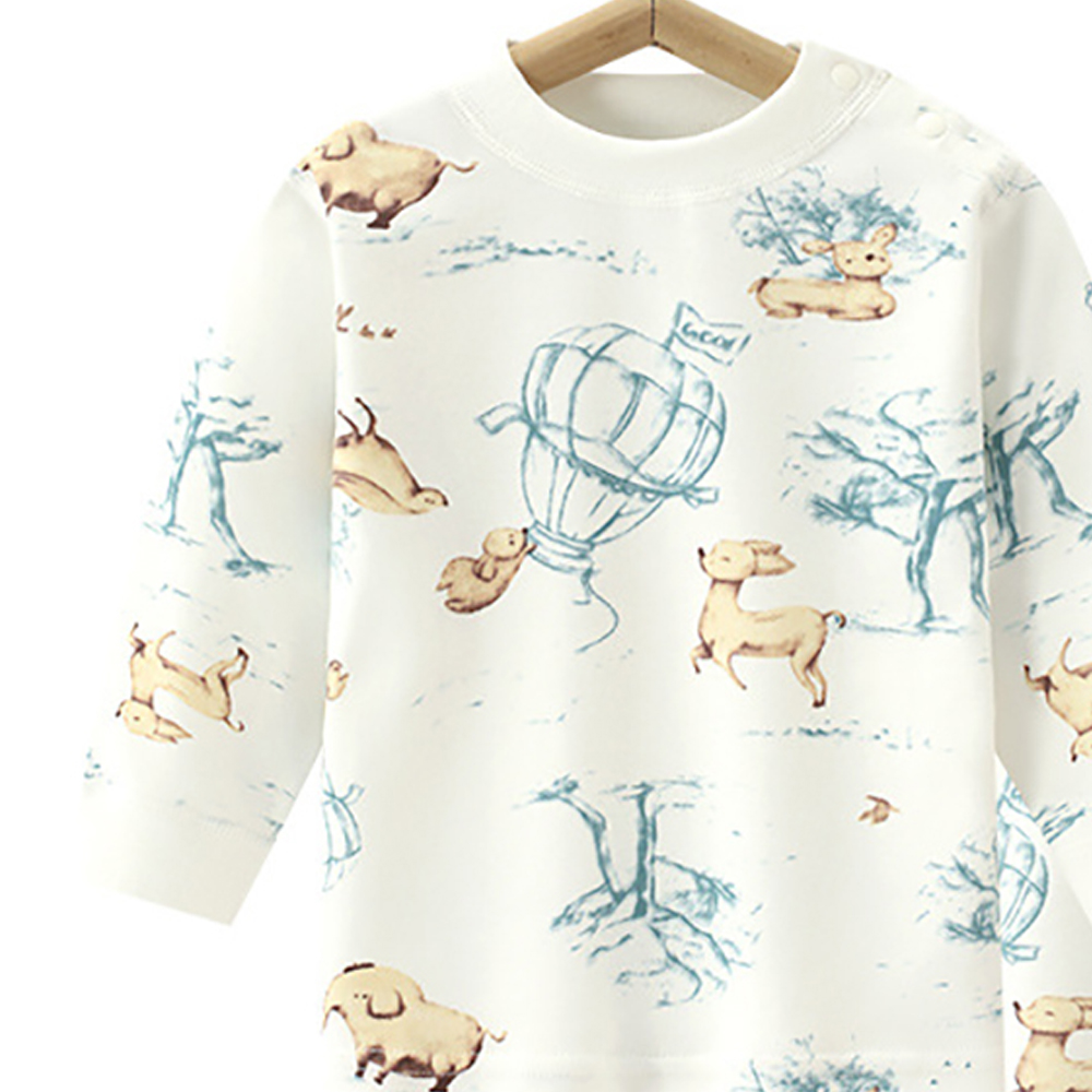 Sugar Rush Regular Round Neck Full Sleeves Top & Bottom Set Printed - White