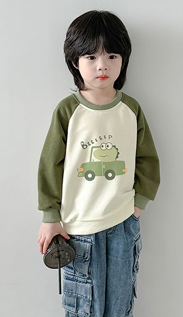 Sugar Rush Printed Round Neck Full Sleeves Top - Green