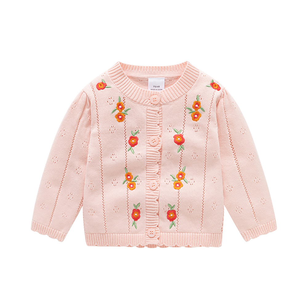 Sugar Rush Embroidered Regular Round Neck Sweater - Pink