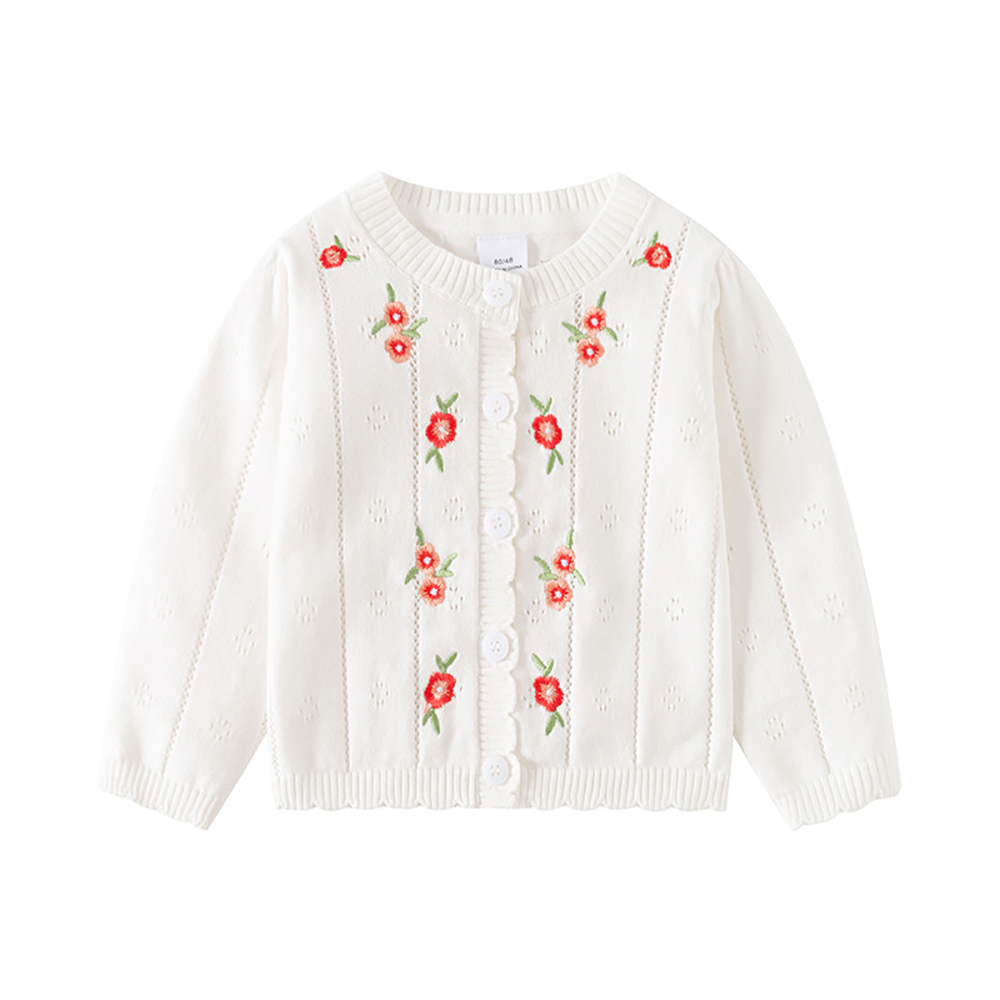 Sugar Rush Embroidered Regular Round Neck Sweater - White