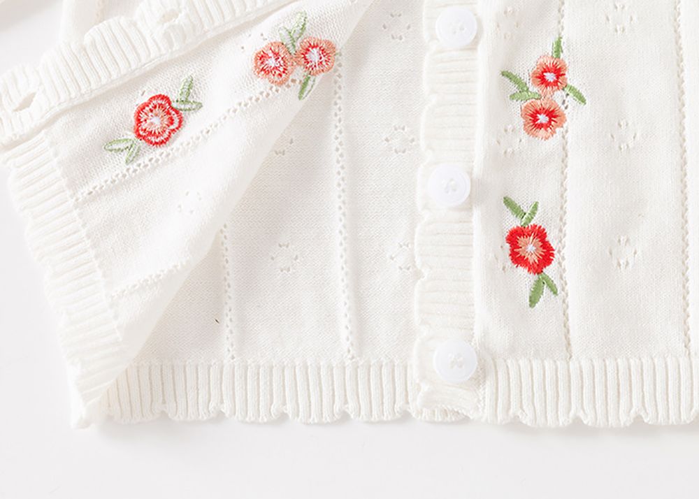 Sugar Rush Embroidered Regular Round Neck Sweater - White