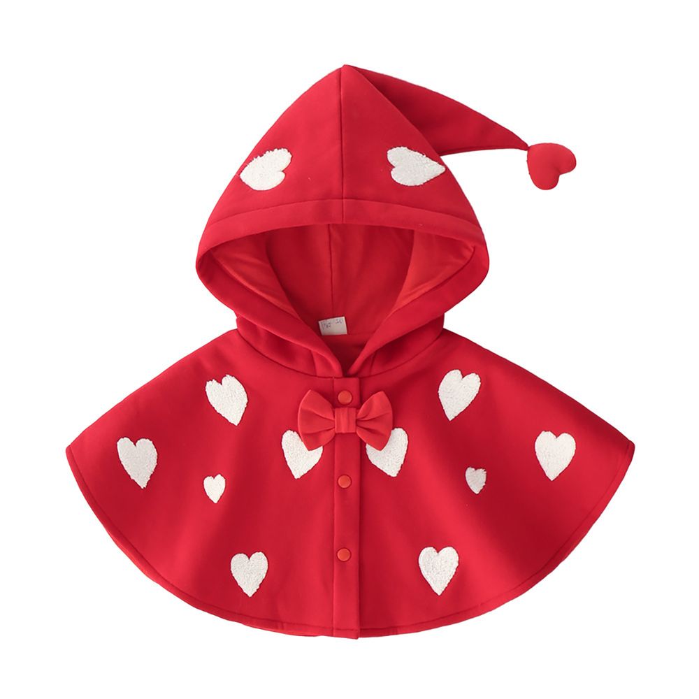 Sugar Rush Babies Heart Printed Regular Full Sleeves Shrug - Red