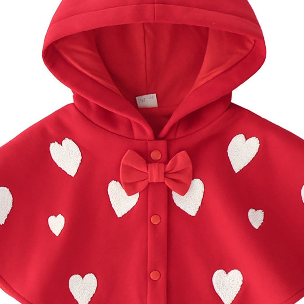 Sugar Rush Babies Heart Printed Regular Full Sleeves Shrug - Red