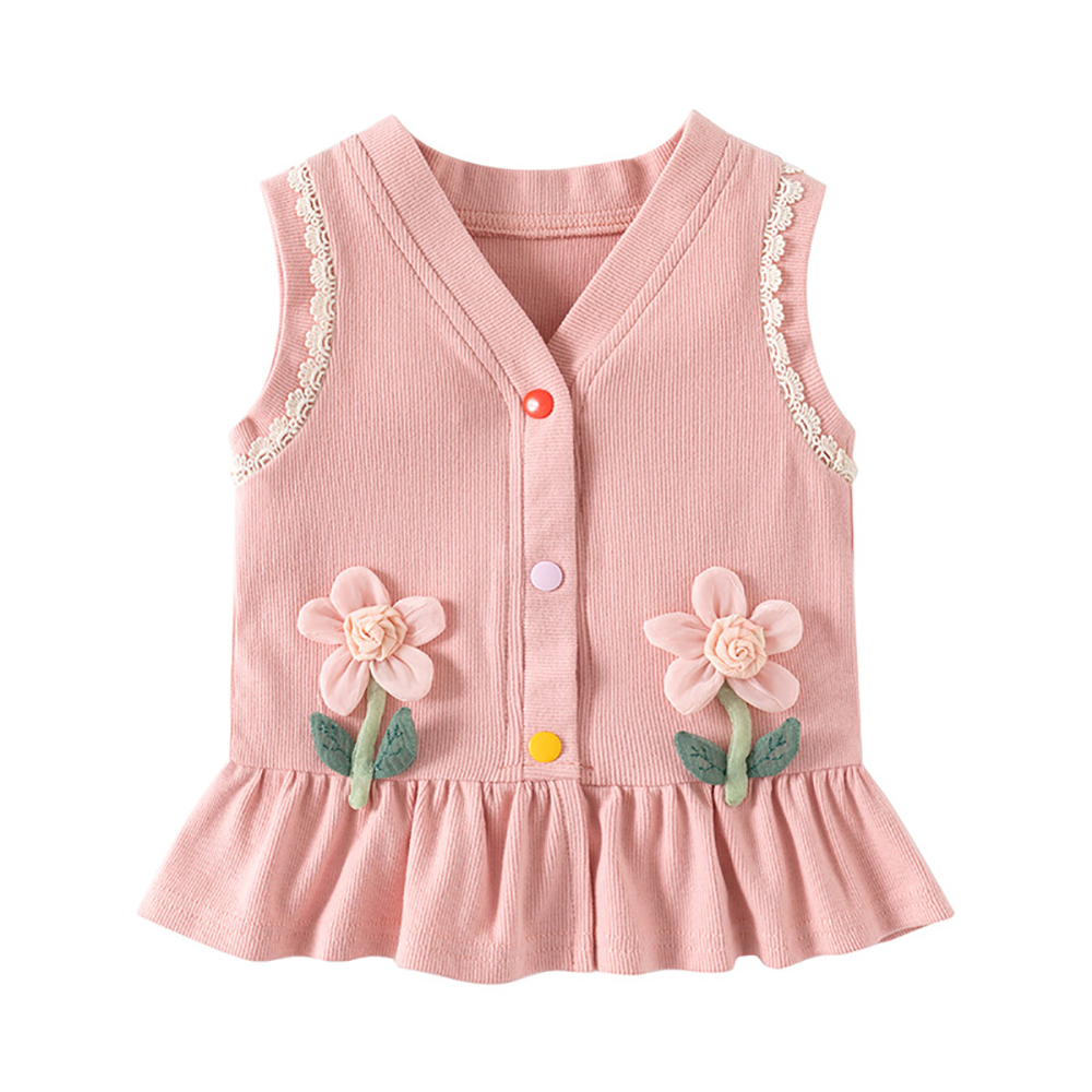 Sugar Rush Kids Appliqued Regular V-Neck Waistcoat - Pink